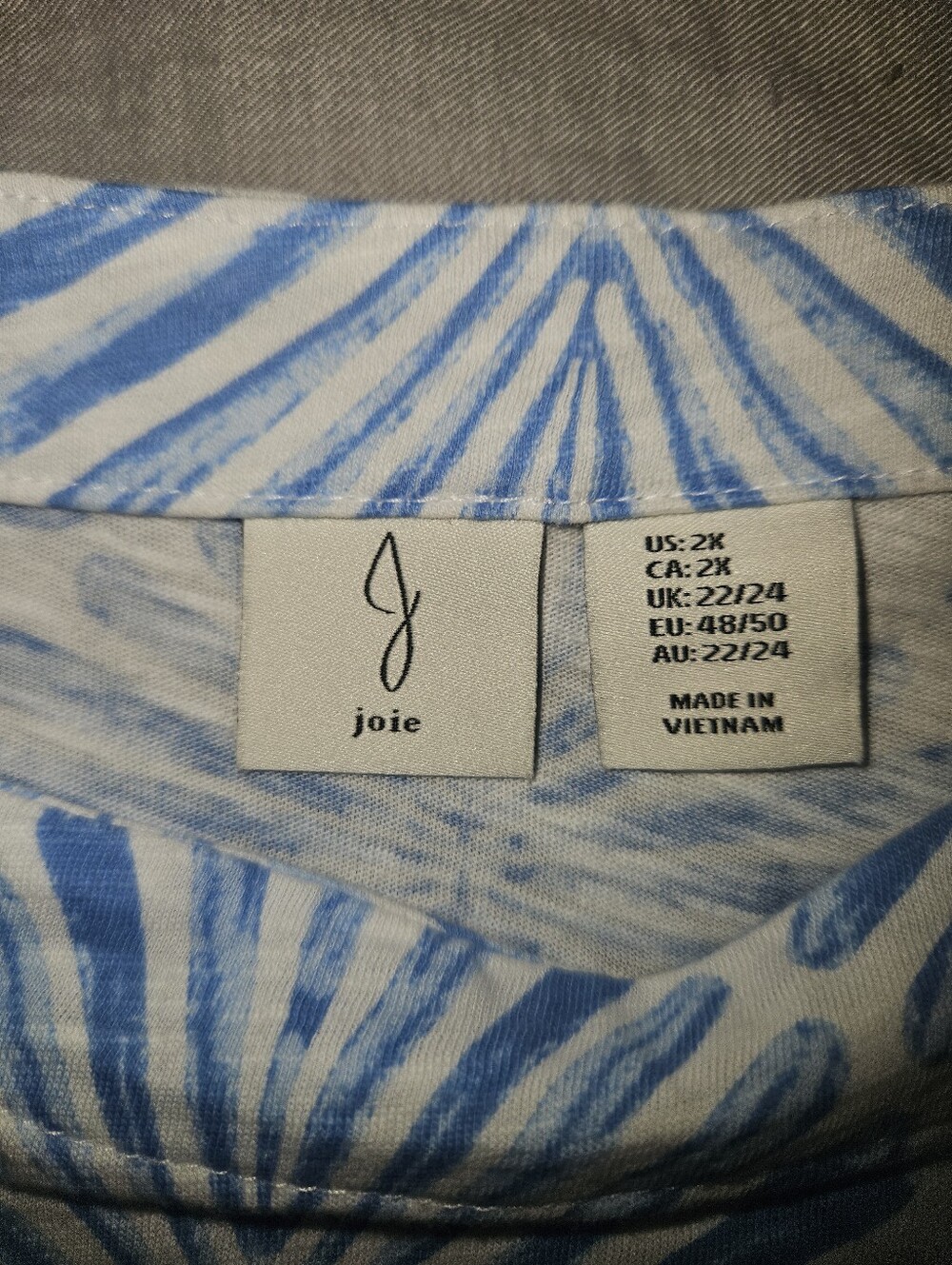 Joie White Shirt with Blue Radiant Print